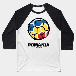 Romania Football Country Flag Baseball T-Shirt